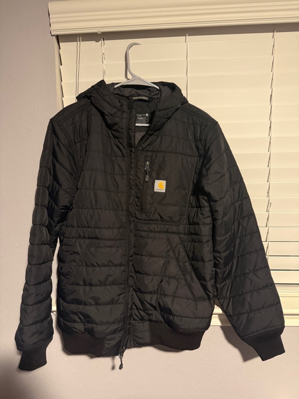 Carhartt Rain Defender Black Quilted Hooded  Jacket